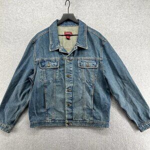 Chaps Ralph Lauren Jean Jacket Mens Large Blue Biker Trucker
